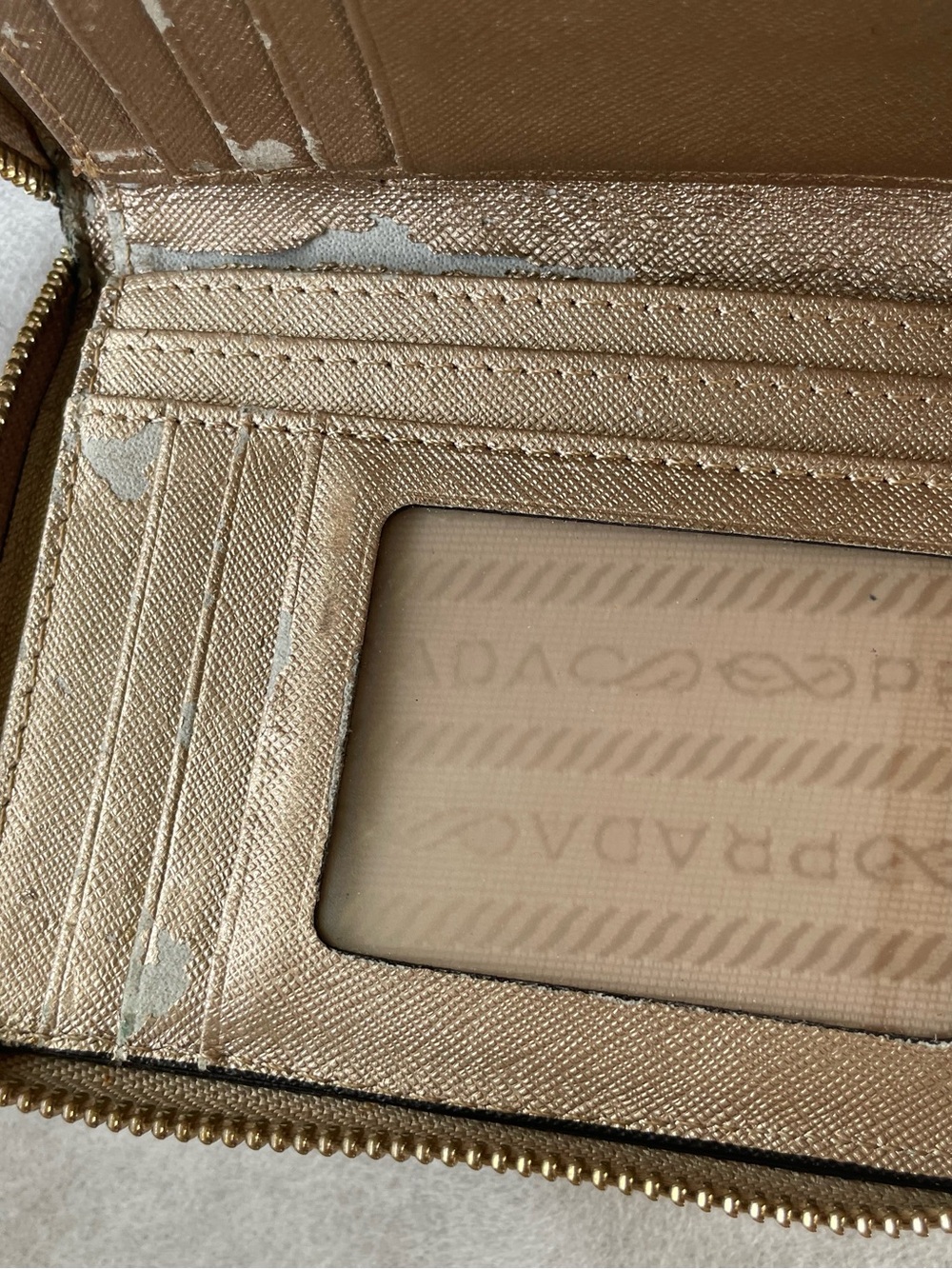Prada FAIR Sold As Is Small Saffiano Leather Metallic Zip-Around Wallet - Picture 13 of 15